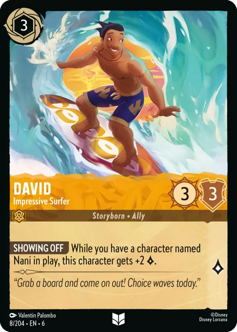 #008/204 Disney Lorcana - Azurite Sea: David - Impressive Surfer